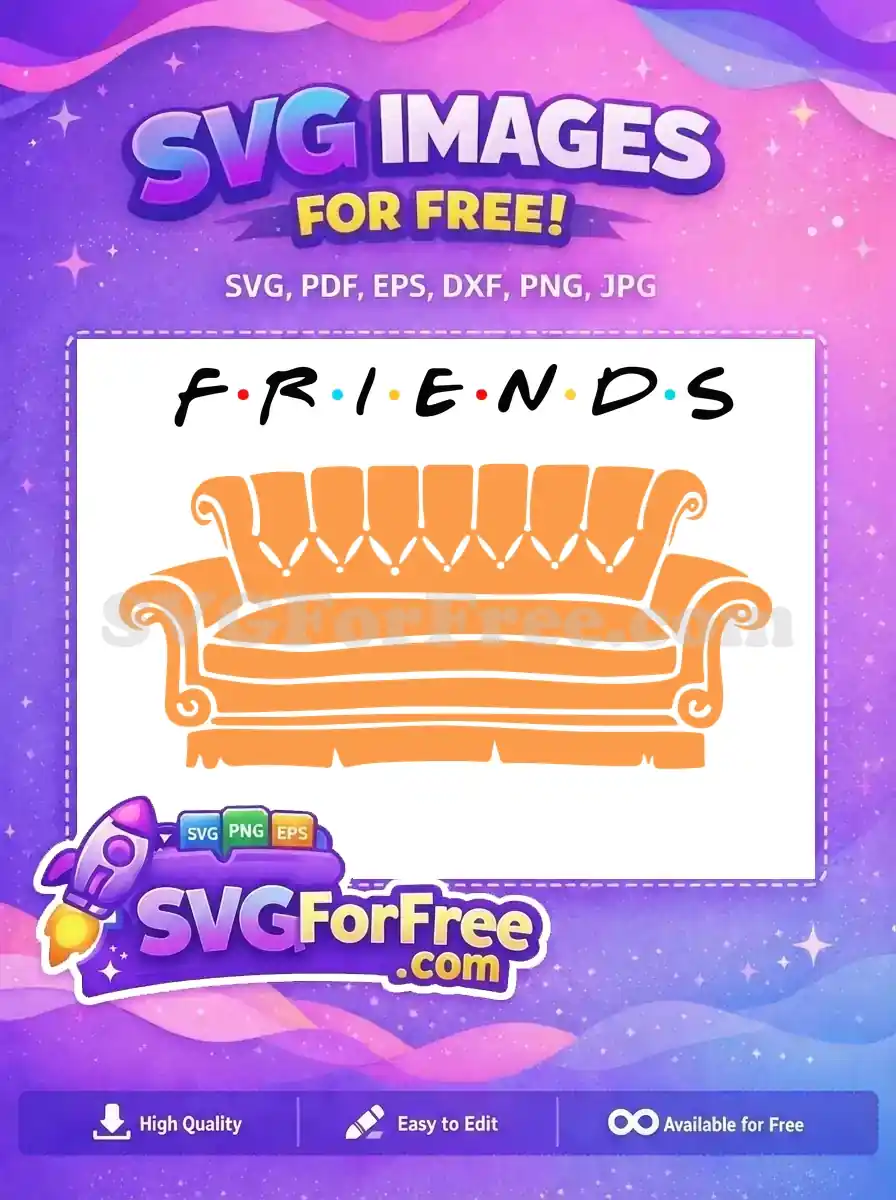 Free Central Perk Couch Free Orange Sofa Friends TV Show Free SVG