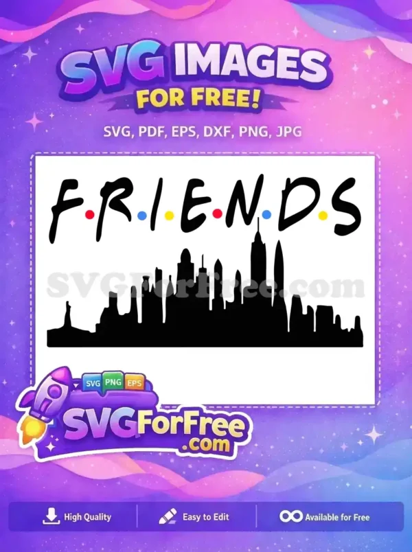 Free Colorful Dots Free Black Skyline Friends TV Show Free SVG
