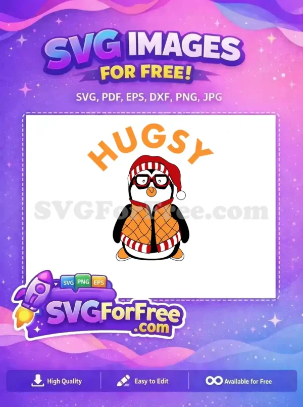 Free Penguin Hugsy Glasses Free Quilted Vest Friends Free SVG Free Penguin Hugsy Glasses Free Quilted Vest Friends Free SVG