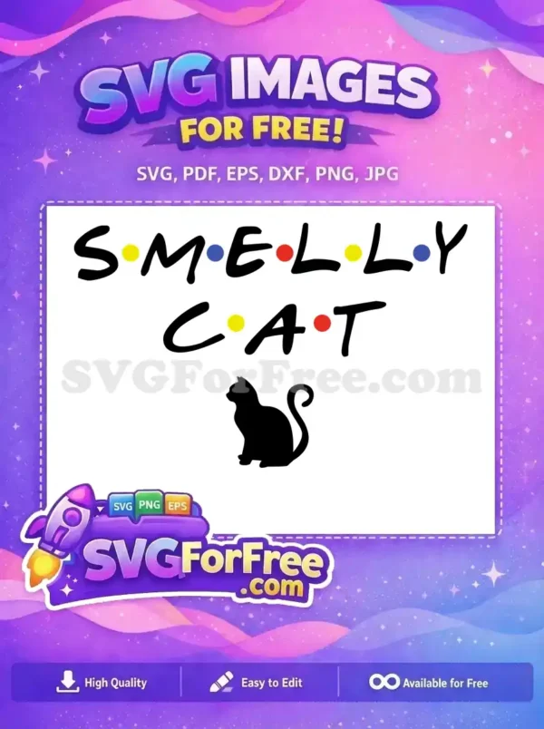 Free Smelly Cat Text Free Black Cat Silhouette Friends Free SVG
