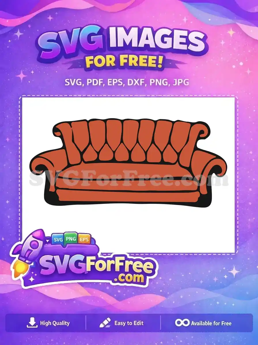 Free Central Perk Couch Free Orange Stylish Friends Free SVG
