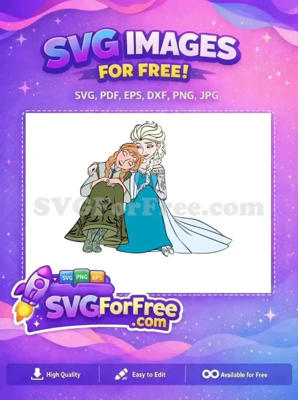 Free Smiling Anna Free Elsa Hugging Frozen Movie Free SVG