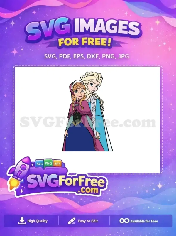 Free Smiling Anna Free Elsa Holding Hands Frozen Free SVG