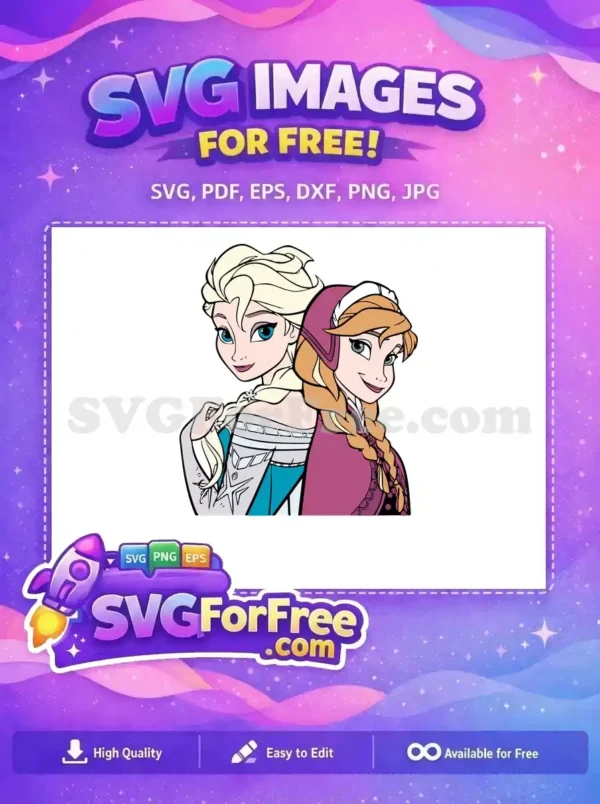 Free Smiling Elsa Free Anna Braided Hair Frozen Free SVG 2
