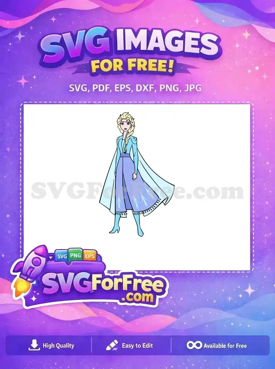 Free Blonde Braid Free Blue Dress Frozen Free SVG 2