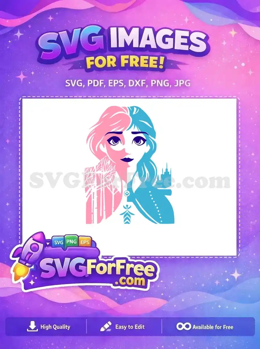 Free Pink Anna Free Blue Elsa Frozen Free SVG