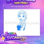 Free Elsa Portrait Free Blue Line Frozen Free SVG - Instant Download