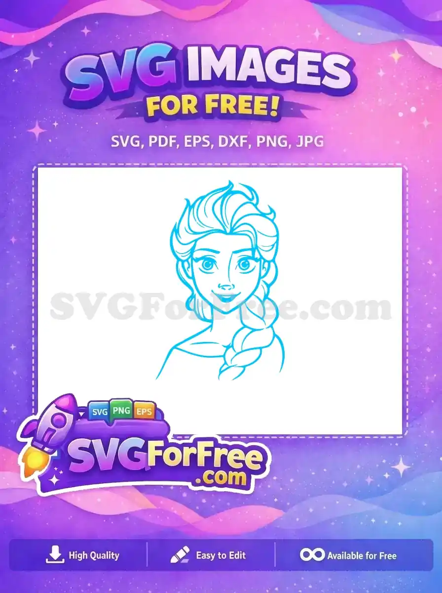 Free Elsa Portrait Free Braided Hair Frozen Free SVG