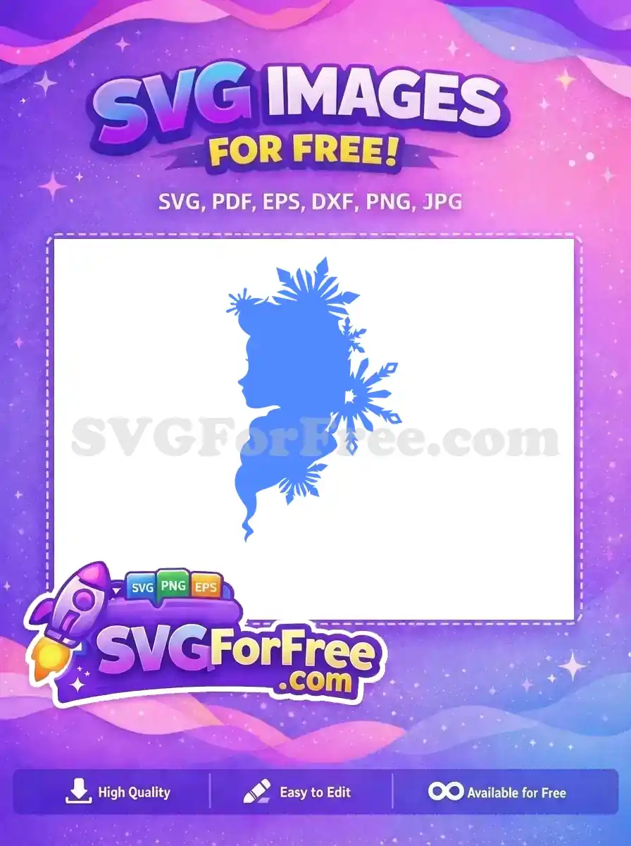 Free Elsa Silhouette Free Snowflake Detail Frozen Free SVG 1
