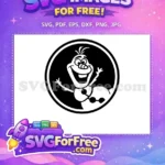Free Smiling Olaf Free Black Circle Frozen Free SVG 1 - Instant Download
