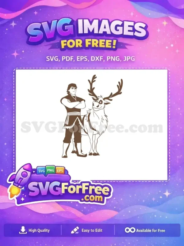 Free Kristoff Smiling Free Sven Reindeer Proud Frozen Free SVG