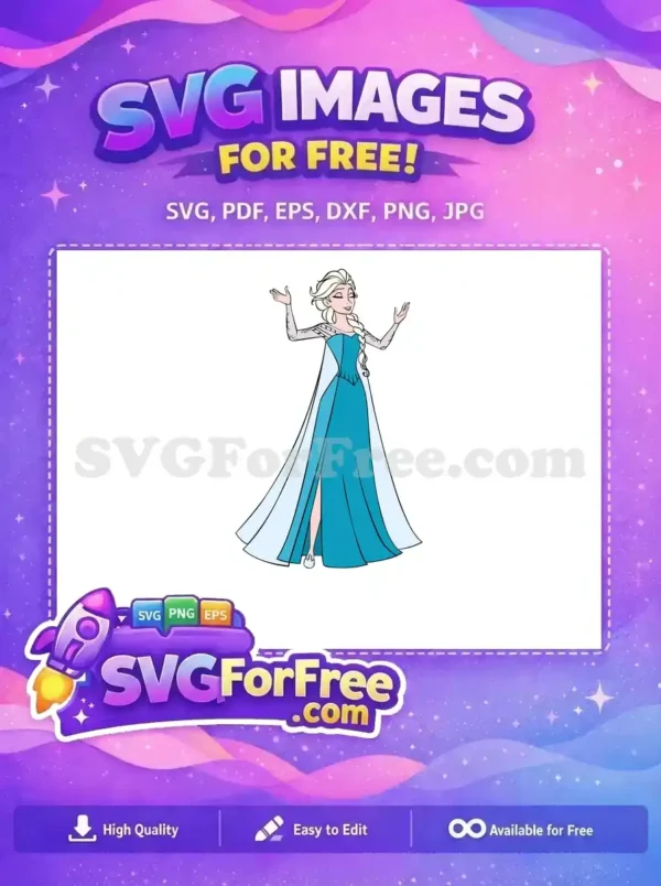 Free Smiling Elsa Free Arms Up Frozen Free SVG