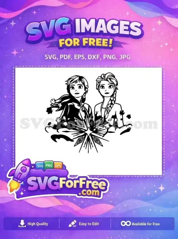 Free Smiling Anna Free Elsa Sisters Frozen Free SVG 1