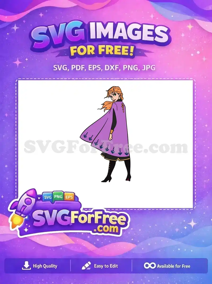 Free Anna Looking Back Free Purple Cape Frozen Free SVG