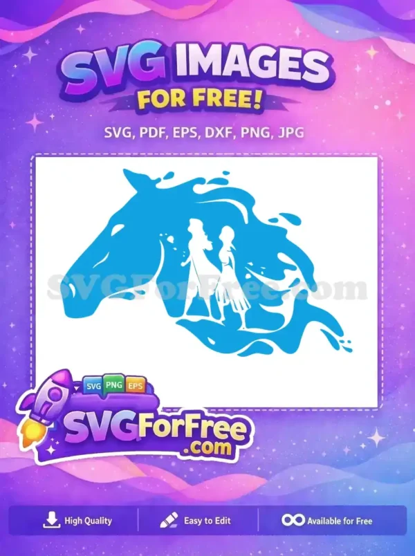 Free Elsa Anna Silhouette Free Water Horse Frozen Free SVG 1