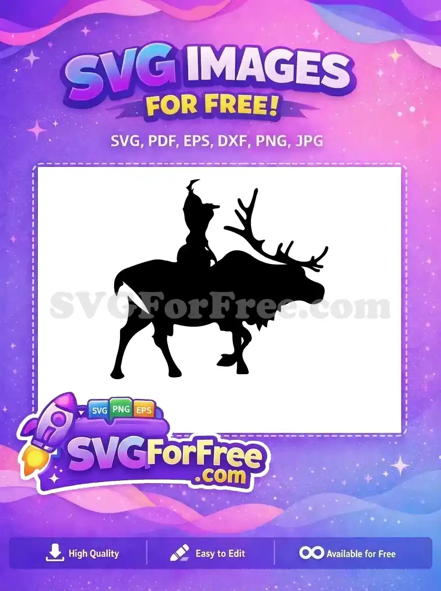 Free Anna Riding Sven Free Reindeer Silhouette Frozen Free SVG