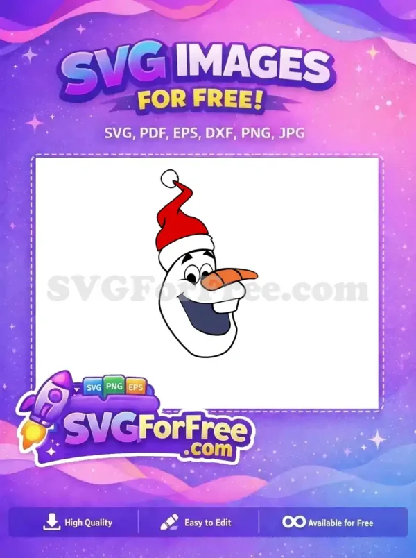 Free Smiling Olaf Free Santa Hat Frozen Free SVG 1 Free Smiling Olaf Free Santa Hat Frozen Free SVG 1