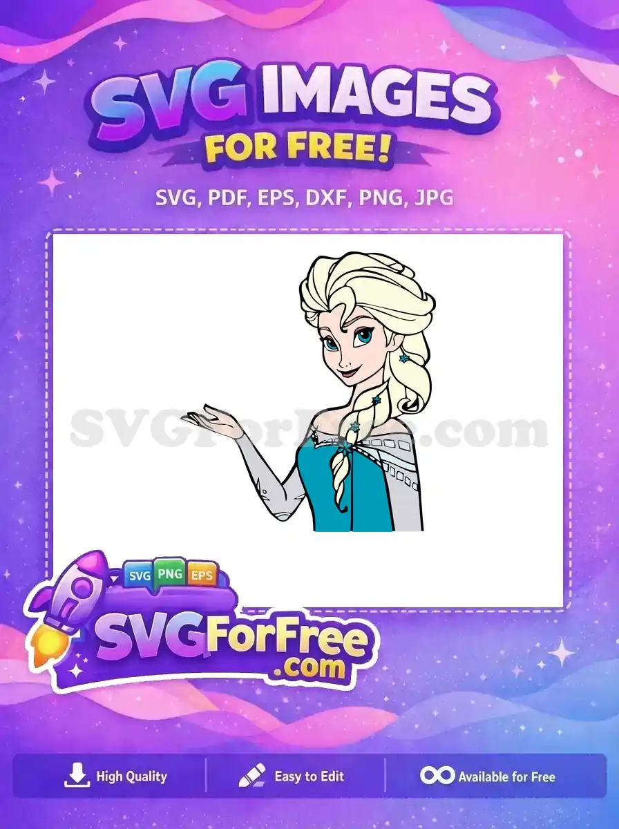 Free Blonde Braid Free Blue Dress Frozen Free SVG 4