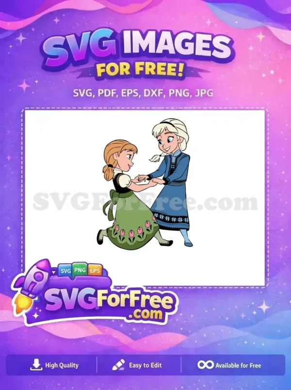 Free Smiling Anna Free Elsa Dancing Frozen Free SVG