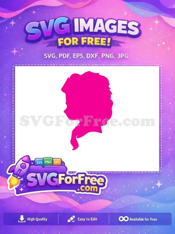Free Pink Elsa Silhouette Free Ponytail Detail Frozen Free SVG