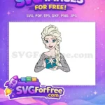 Free Smiling Elsa Portrait Free Snowflake Detail Frozen Free SVG - Instant Download