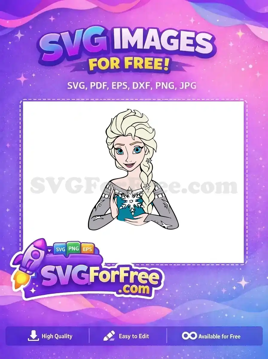 Free Smiling Elsa Portrait Free Snowflake Detail Frozen Free SVG