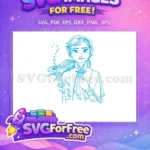 Free Elsa Portrait Free Blue Colored Frozen Free SVG - Instant Download