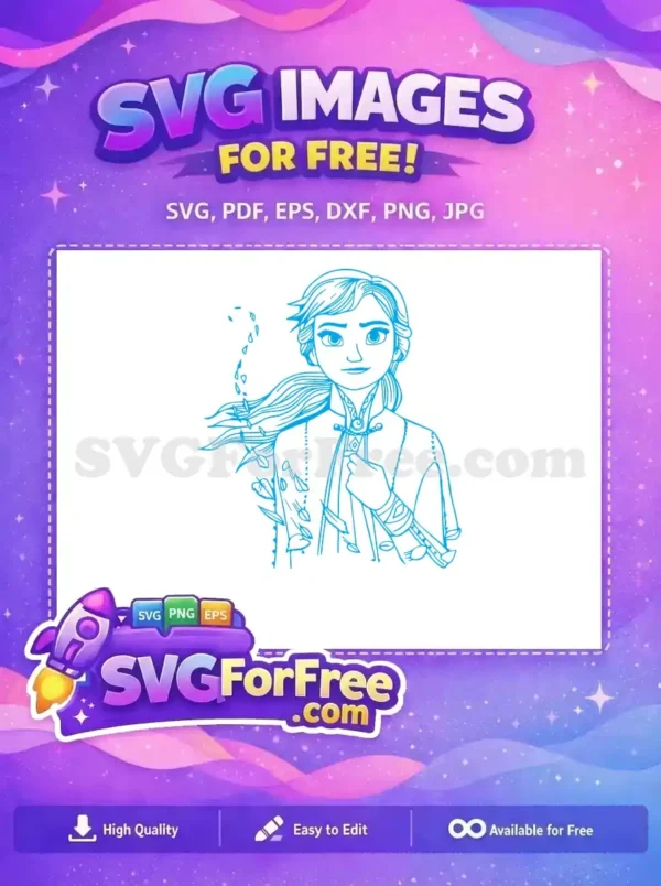 Free Elsa Portrait Free Blue Colored Frozen Free SVG