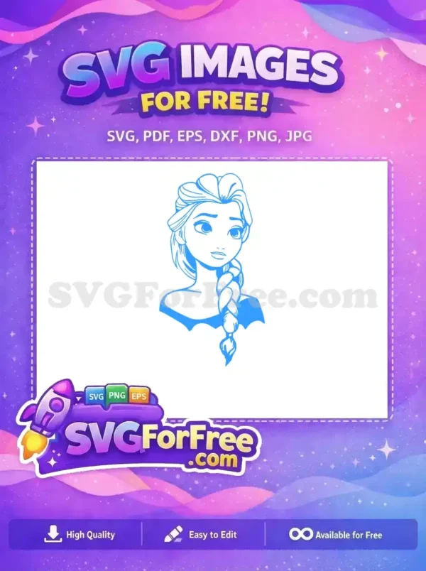Free Elsa Portrait Free Blue Silhouette Frozen Free SVG