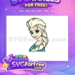 Free Smiling Elsa Free Turquoise Dress Frozen Disney Free SVG - Instant Download