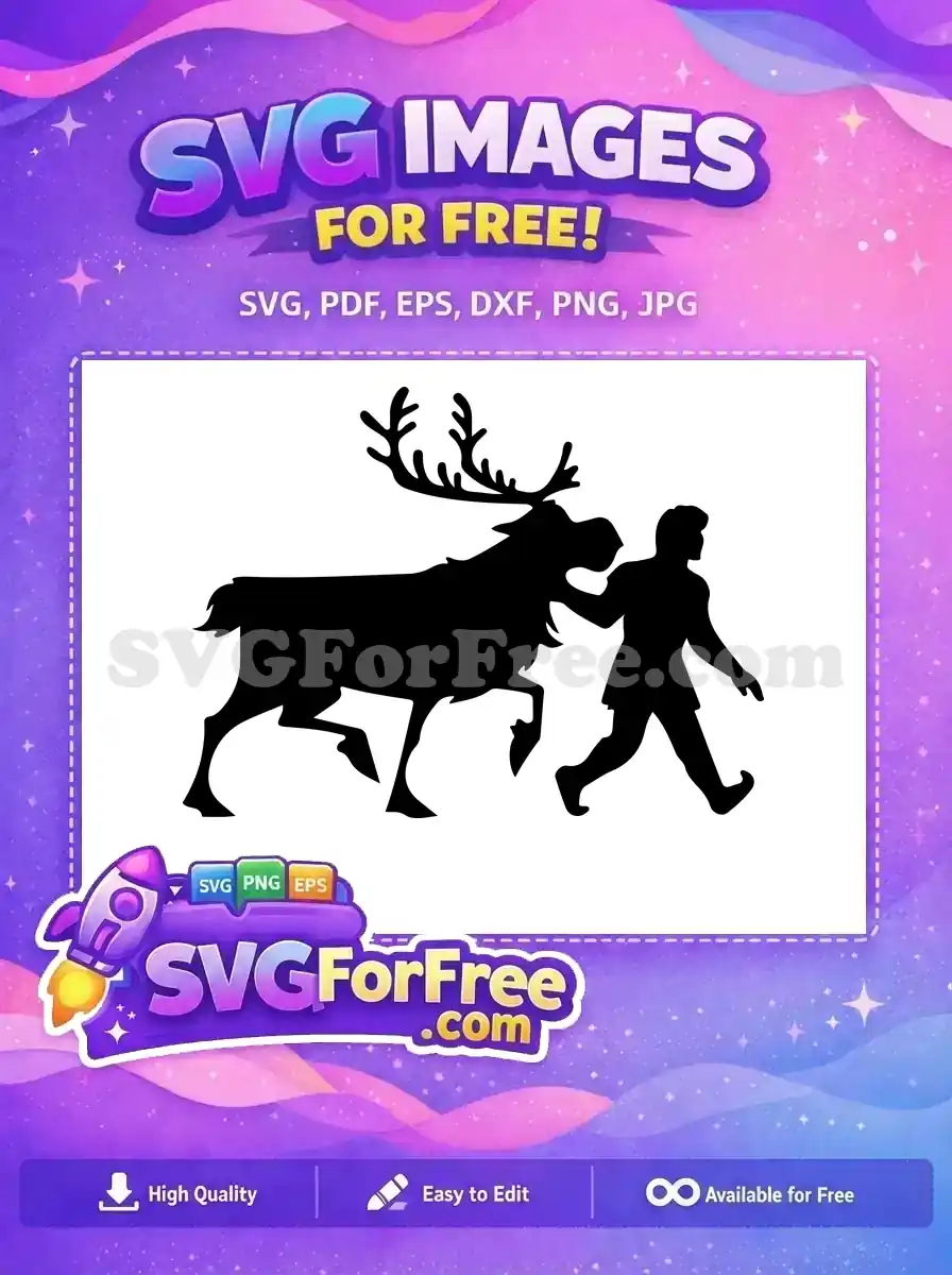 Free Kristoff Walking Free Sven Silhouette Frozen Free SVG