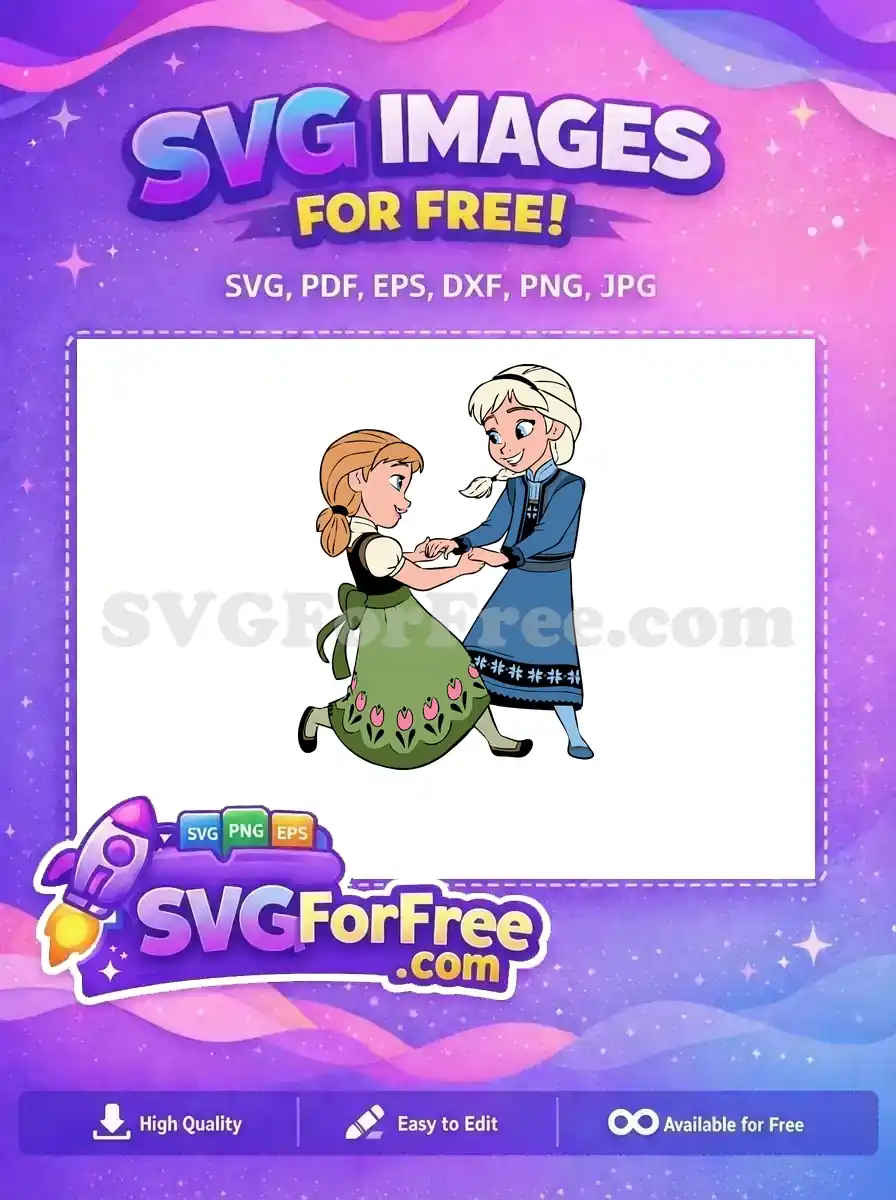 Free Young Anna Free Smiling Elsa Frozen Free SVG
