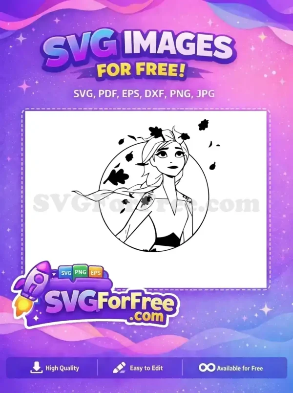 Free Elsa Confident Expression Free Autumn Leaves Frozen Free SVG