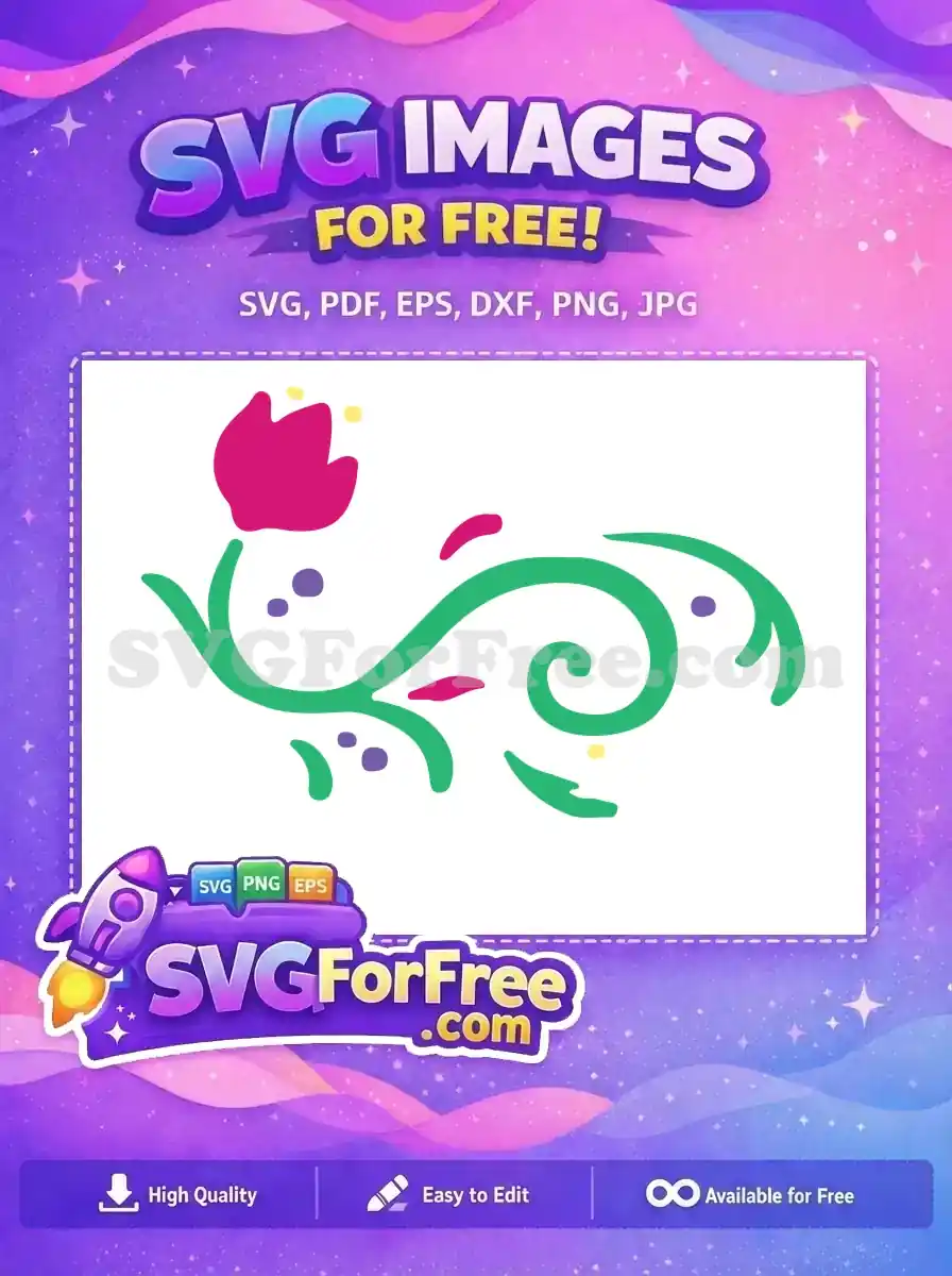 Free Pink Flower Free Green Swirls Frozen Free SVG 1