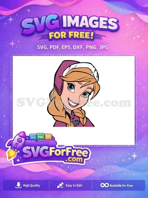 Free Smiling Anna Free Purple Outfit Frozen Movie Free SVG