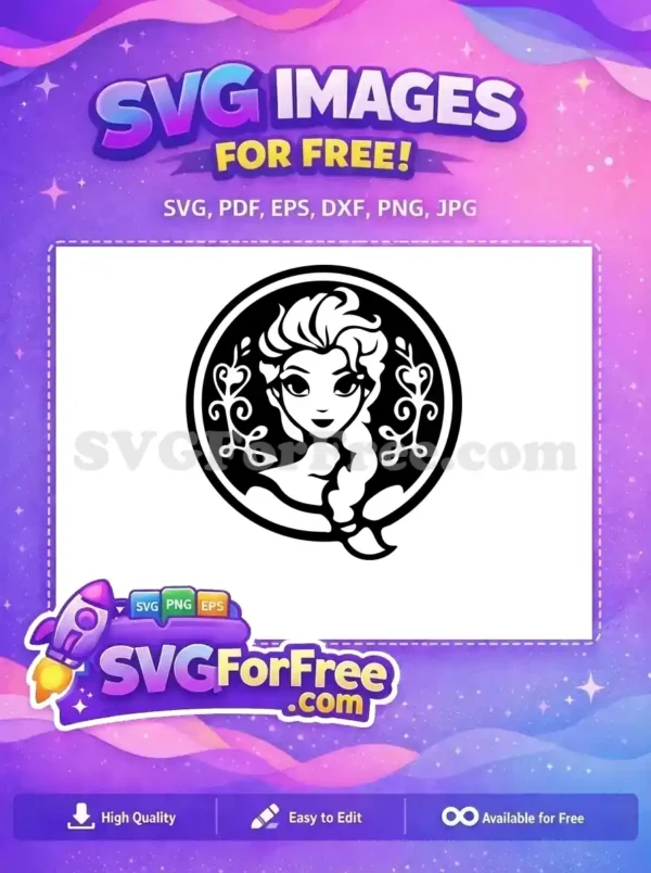 Free Elsa Portrait Free Floral Details Frozen Free SVG