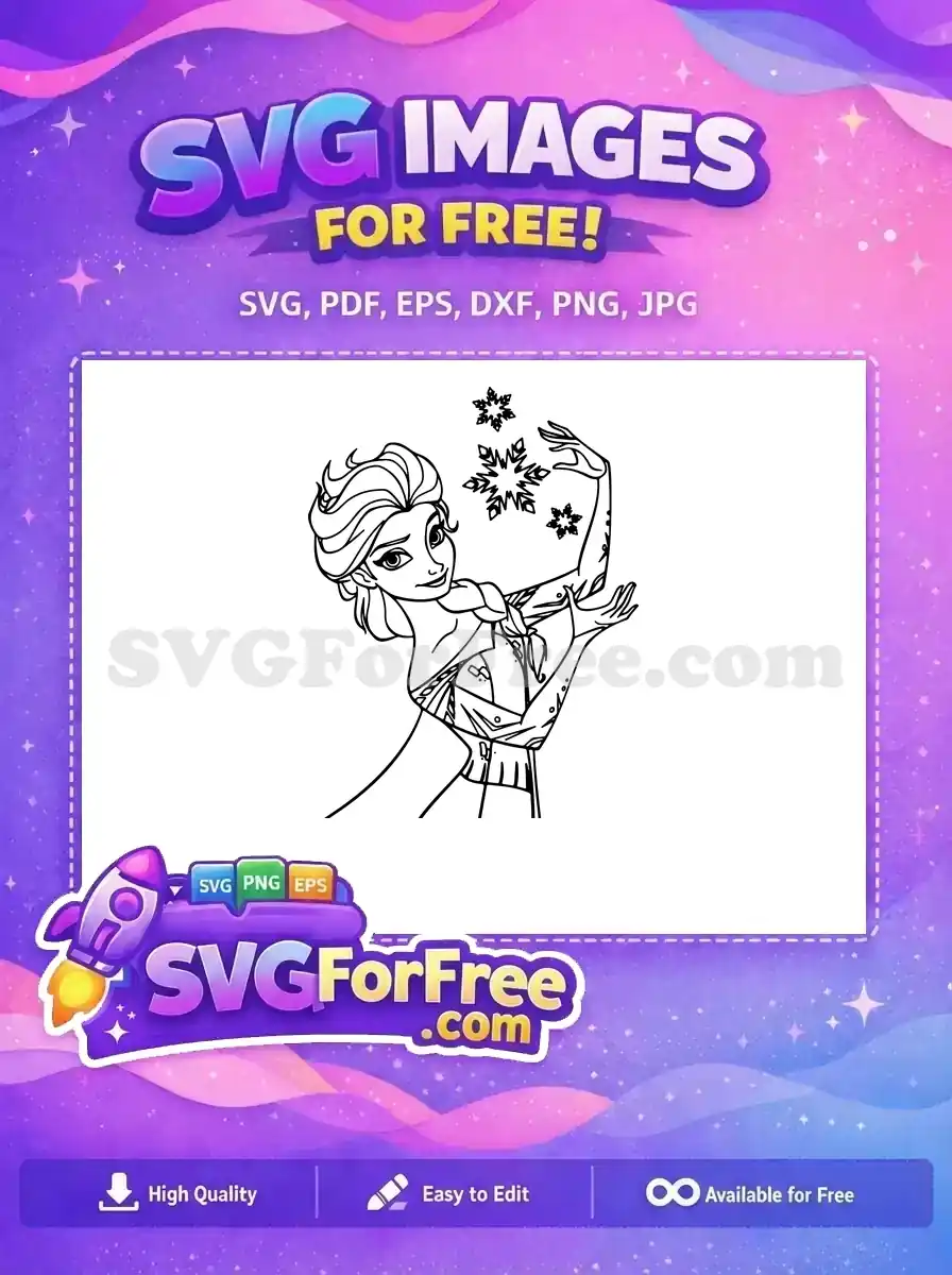 Free Elsa Smiling Free Snowflake Detail Frozen Free SVG 4