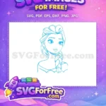 Free Braided Hair Free Teal Outline Frozen Free SVG - Instant Download