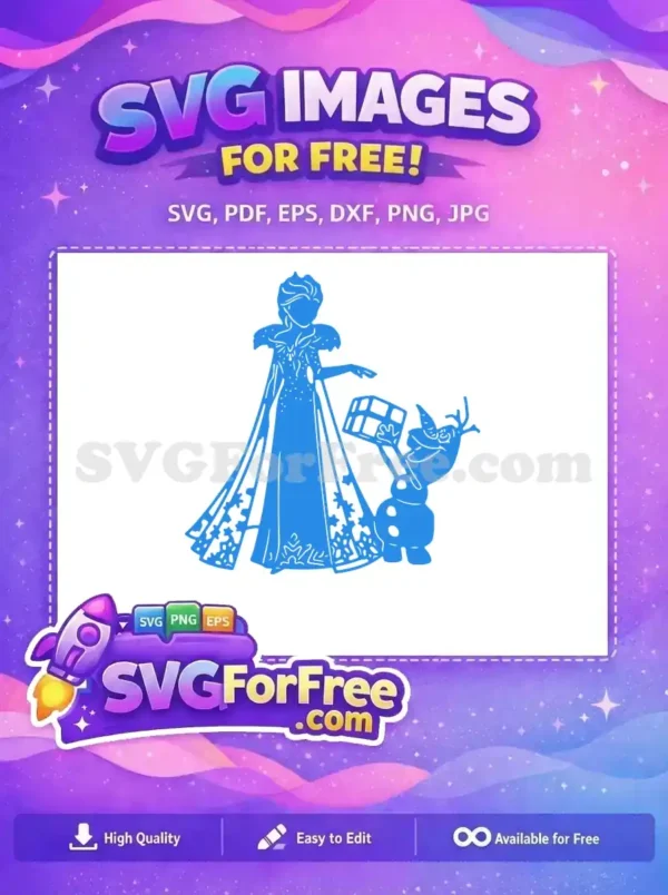Free Elsa Smiling Free Olaf Holding Present Frozen Free SVG