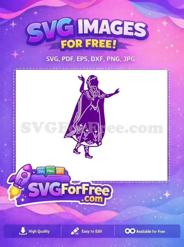 Free Anna Purple Dress Free Silhouette Frozen Free SVG Free Anna Purple Dress Free Silhouette Frozen Free SVG