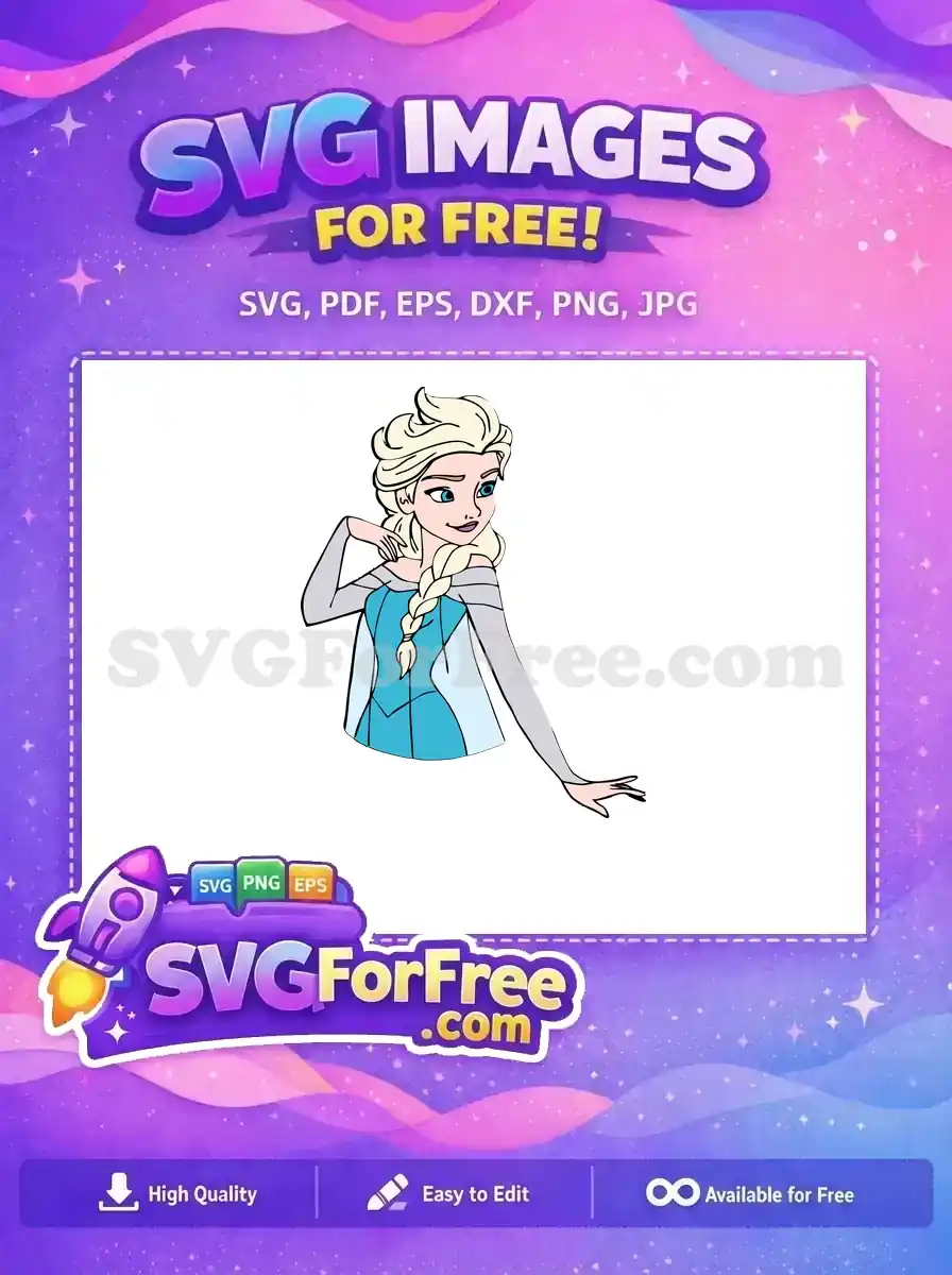 Free Blonde Braid Free Blue Dress Frozen Free SVG 1
