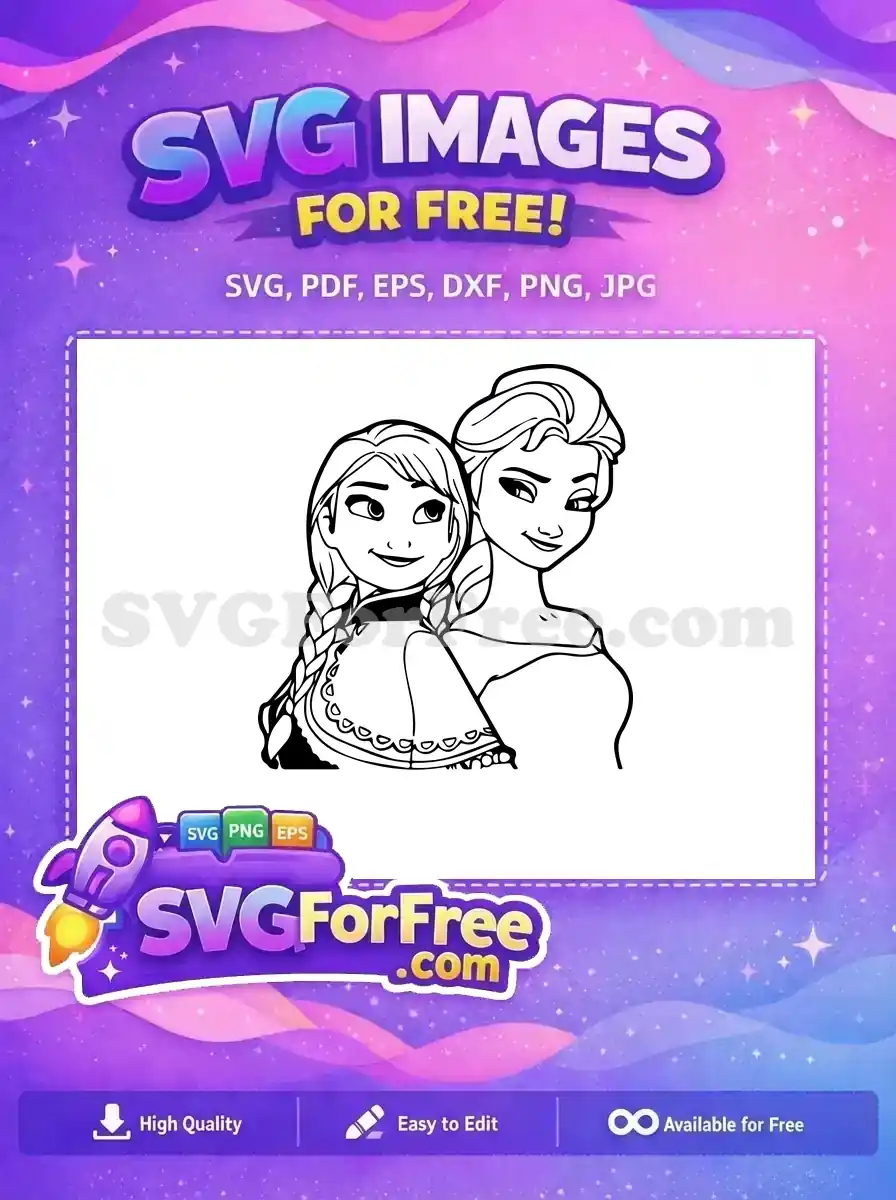 Free Smiling Elsa Free Anna Braided Hair Frozen Free SVG 1