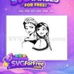 Free Elsa Anna Smiling Free Braided Hair Frozen Free SVG 1 - Instant Download