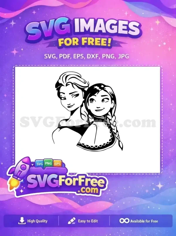 Free Elsa Anna Smiling Free Braided Hair Frozen Free SVG 1 Free Elsa Anna Smiling Free Braided Hair Frozen Free SVG 1