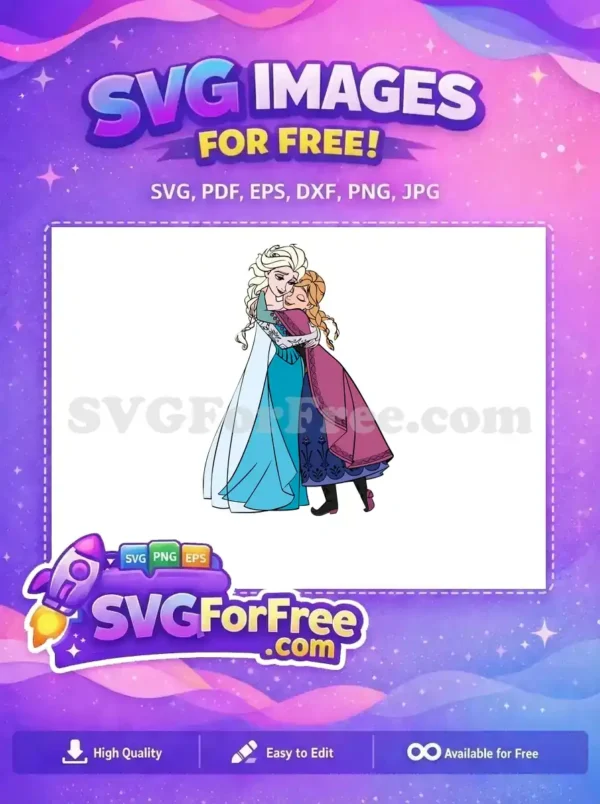 Free Elsa Anna Hug Free Smiling Face Frozen Free SVG