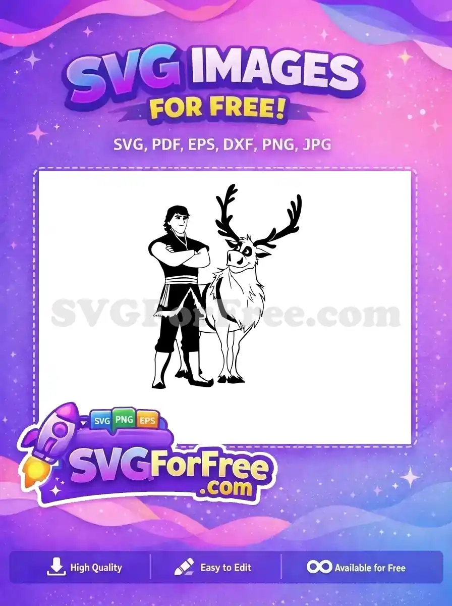 Free Confident Kristoff Free Smiling Sven Frozen Free SVG 2