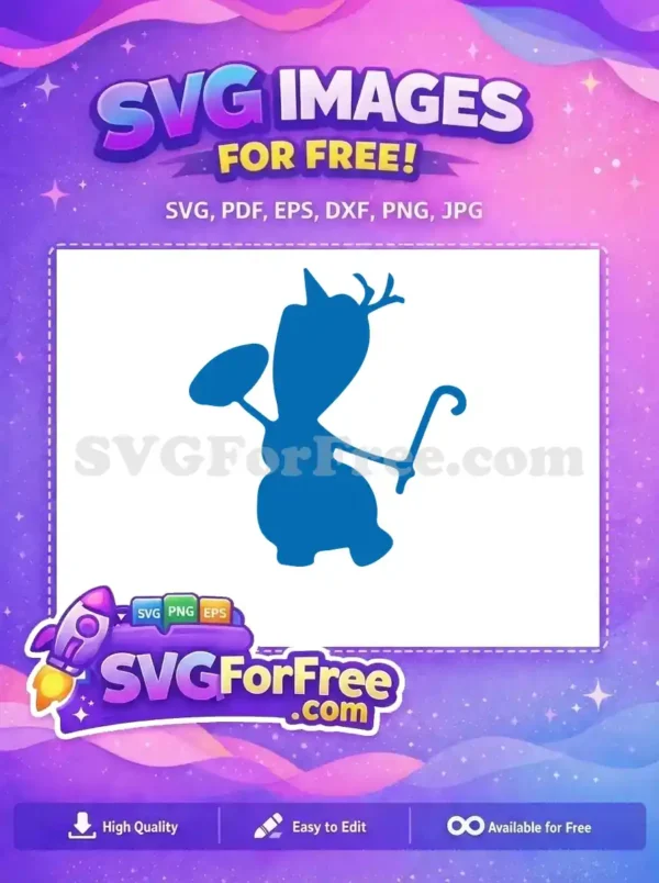 Free Blue Olaf Silhouette Free Cane Accessory Frozen Free SVG