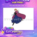 Free Smiling Anna Running Free Purple Cape Frozen Free SVG - Instant Download