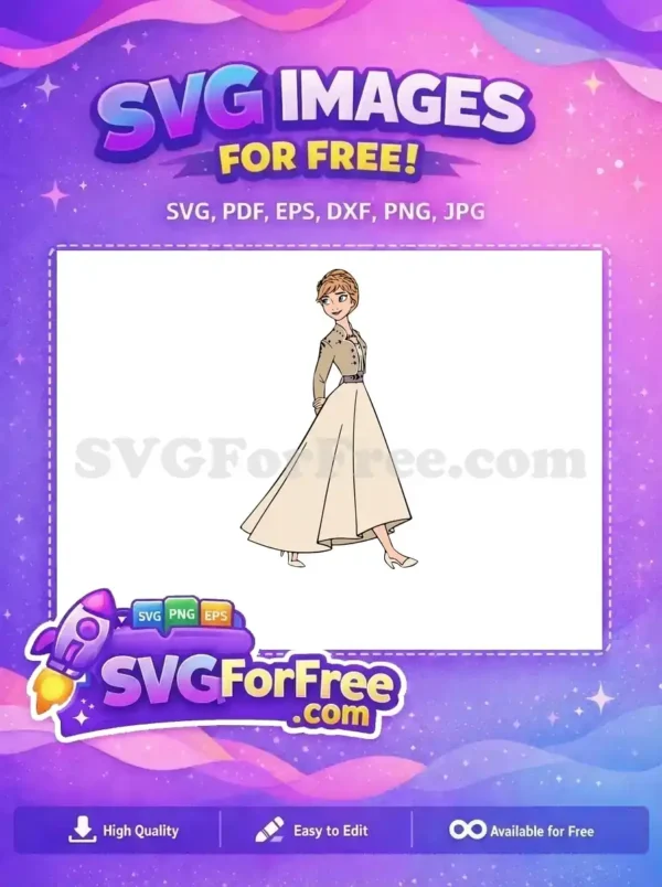 Free Smiling Anna Free Tan Dress Frozen Free SVG 2