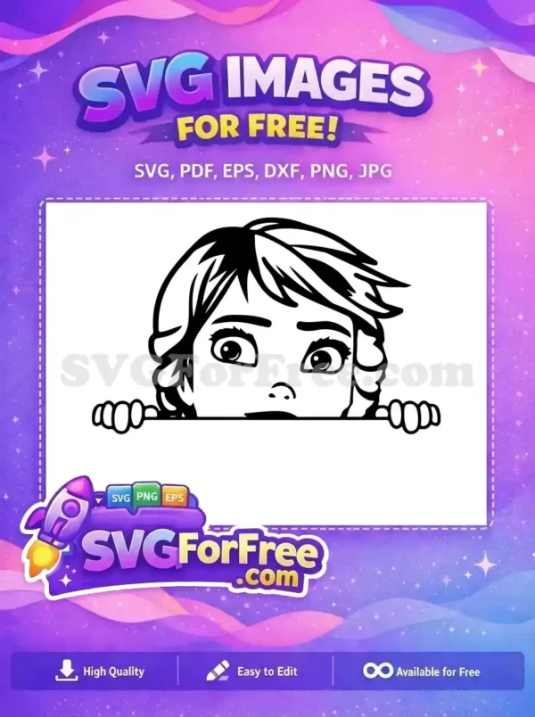 Free Peeking Anna Free Black Eyes Frozen Free SVG